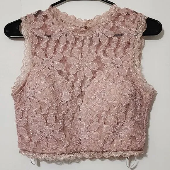 SPEECHLESS - Size 7 - Juniors' 2-Pc. Glitter Pink Lace & Mesh Gown